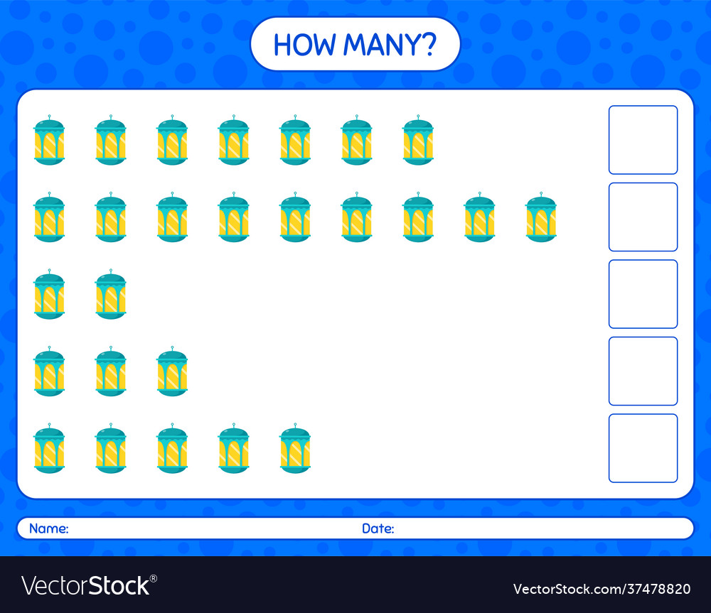 How many counting game with arabic lantern vector image How many counting game with arabic lantern
