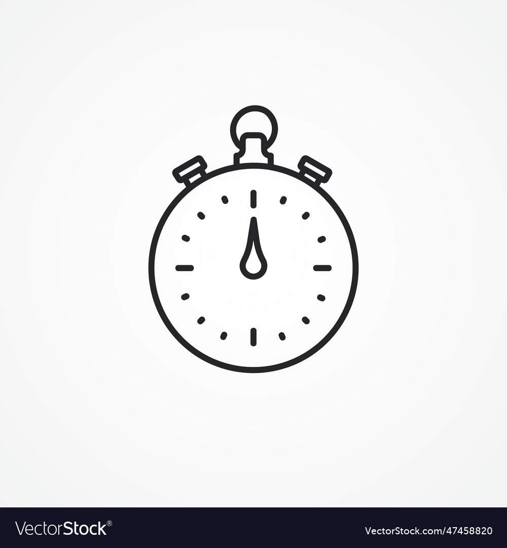 Pocket watch line icon with chain