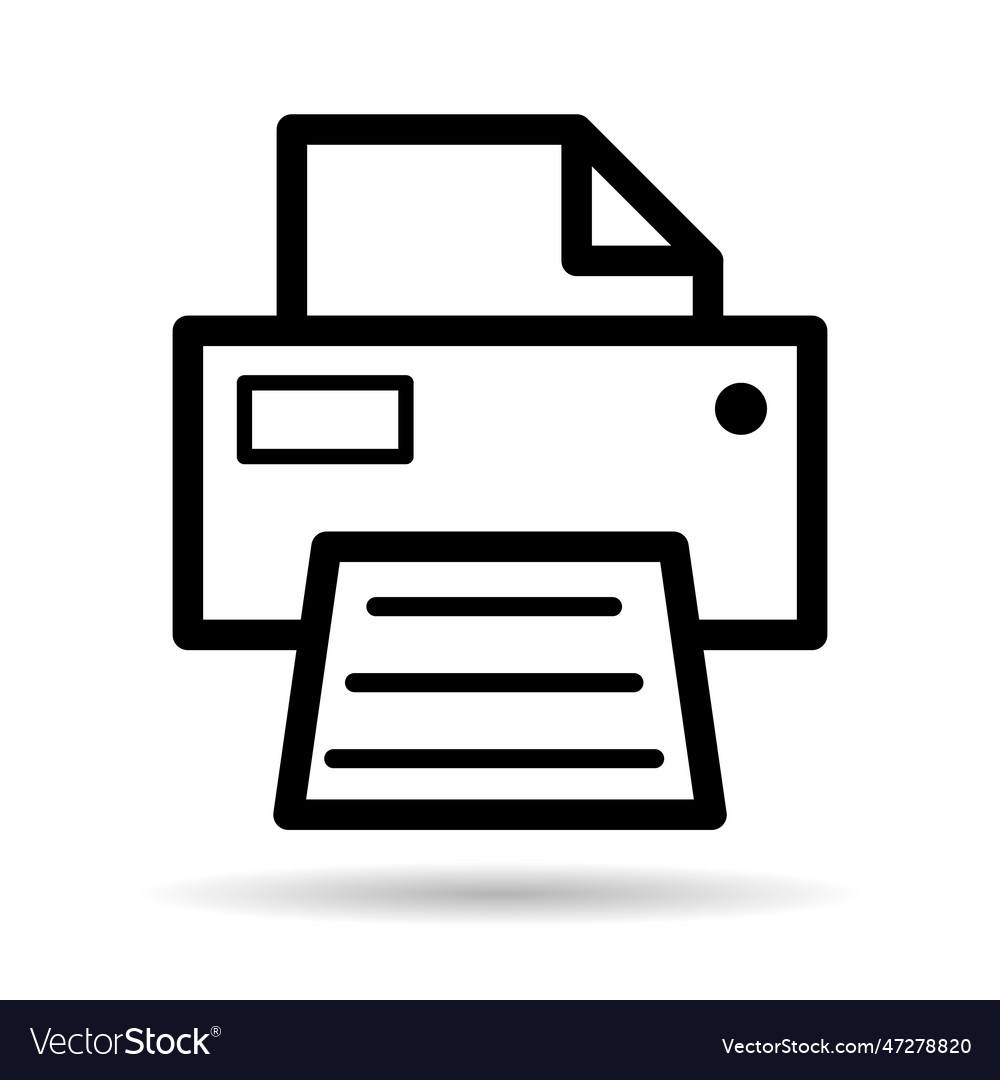 Printer document web shadow icon printout machine vector image Printer document web shadow icon printout machine