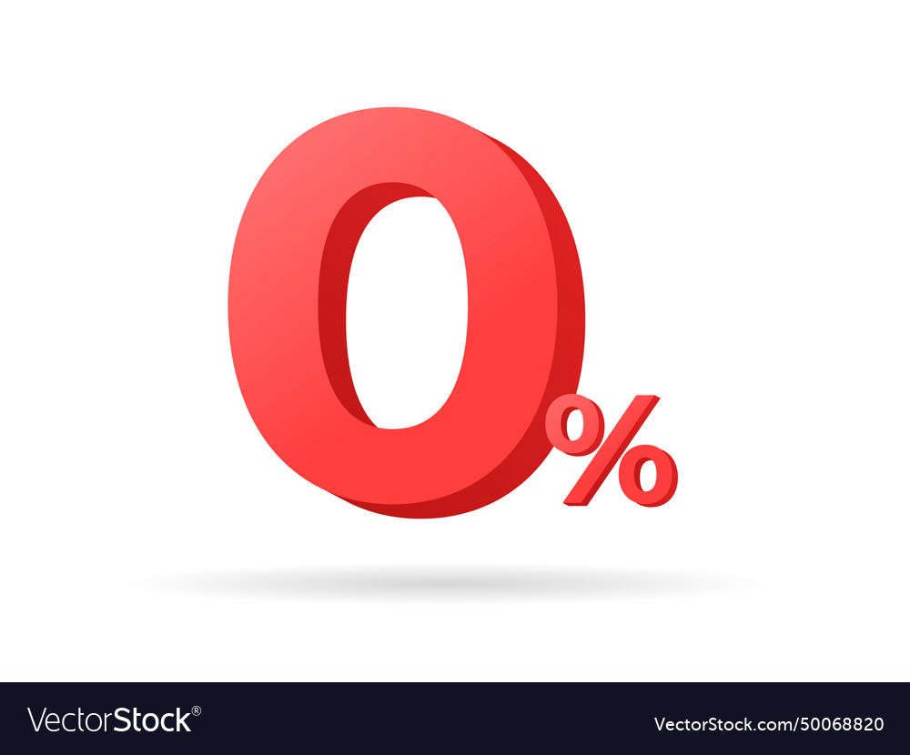 Red zero percent or 0 special offer and discount