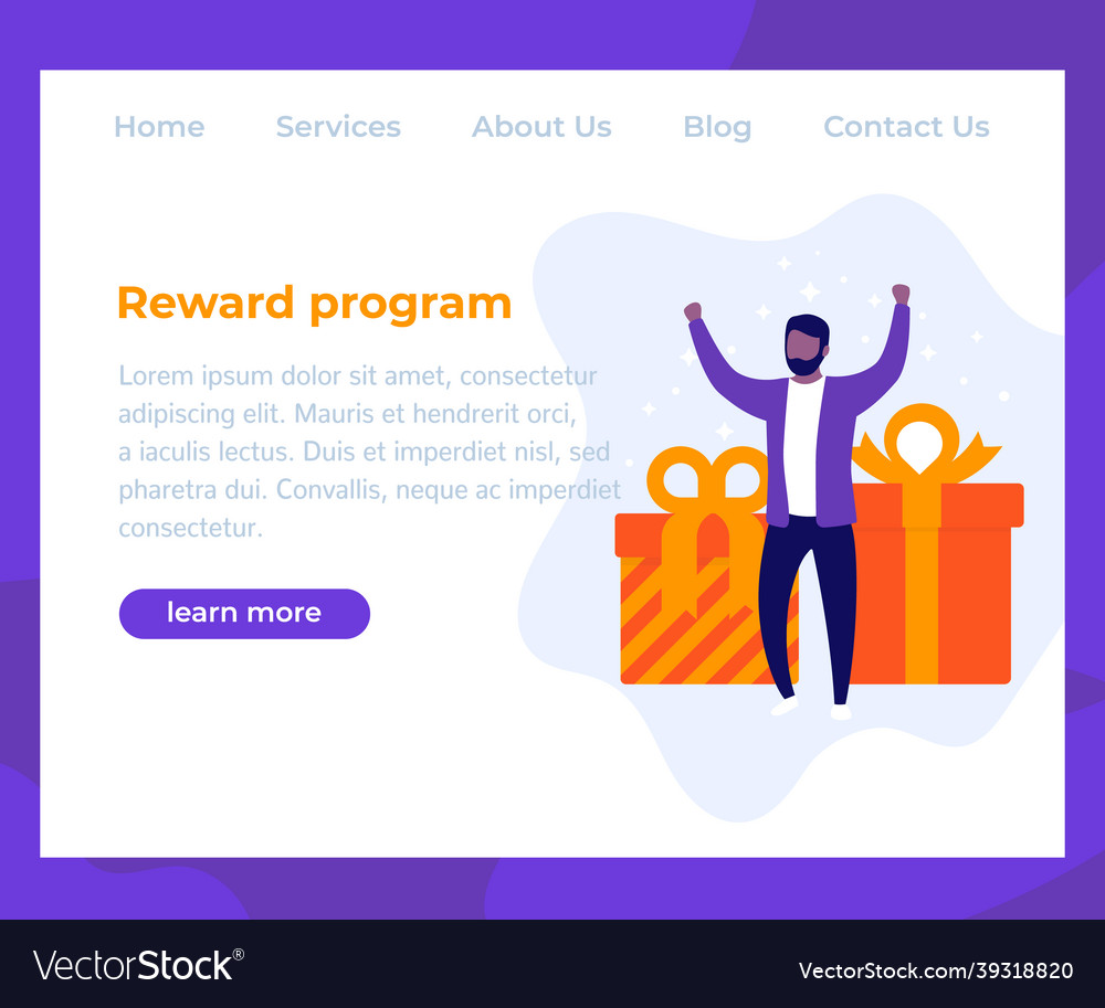 Reward program website design man with gifts