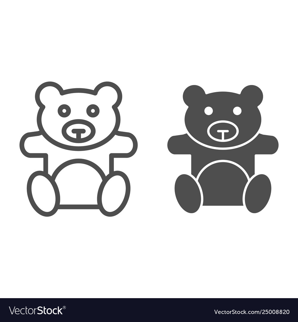 Teddy bear line and glyph icon plush toy Vector Image