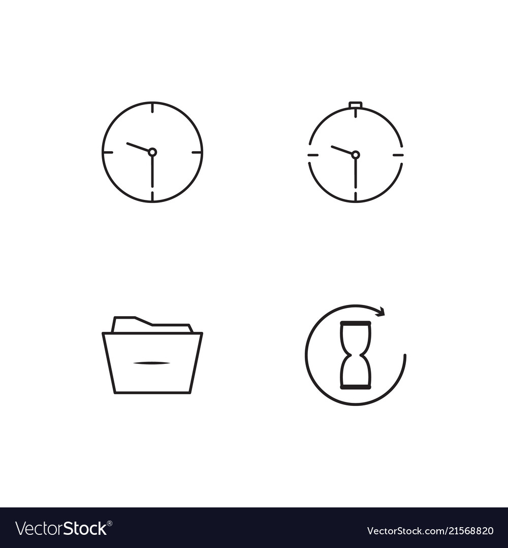 Time linear icons set simple outline