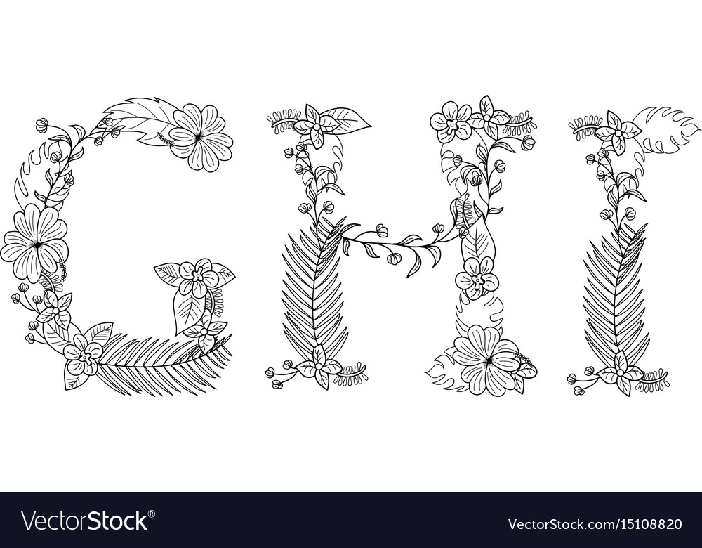 Tropical floral letter ghi