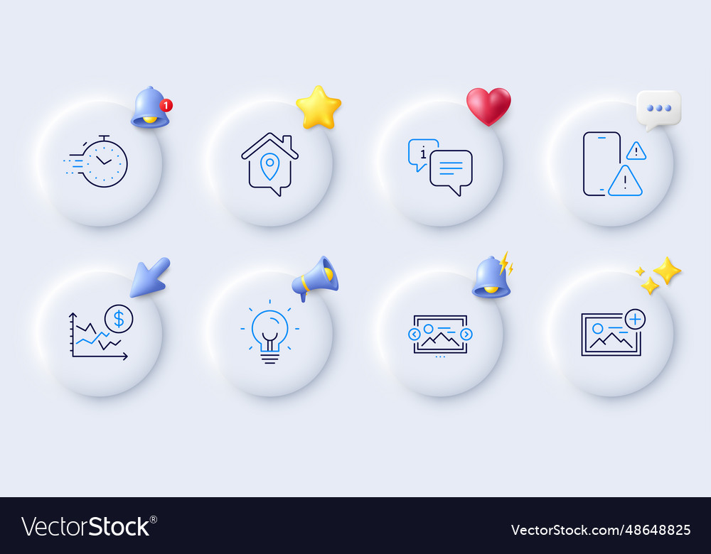 Add photo image carousel and phone warning line vector image Add photo image carousel and phone warning line