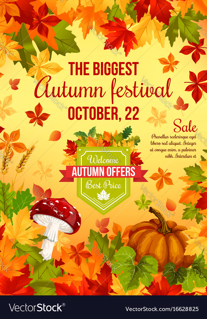 Autumn sale banner design of fall harvest holiday Vector Image