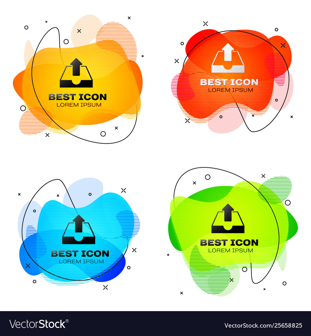 Black upload inbox icon isolated set liquid vector image Black upload inbox icon isolated set liquid