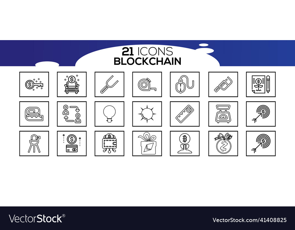 Blockchain web icon set information Vector Image Blockchain web icon set information