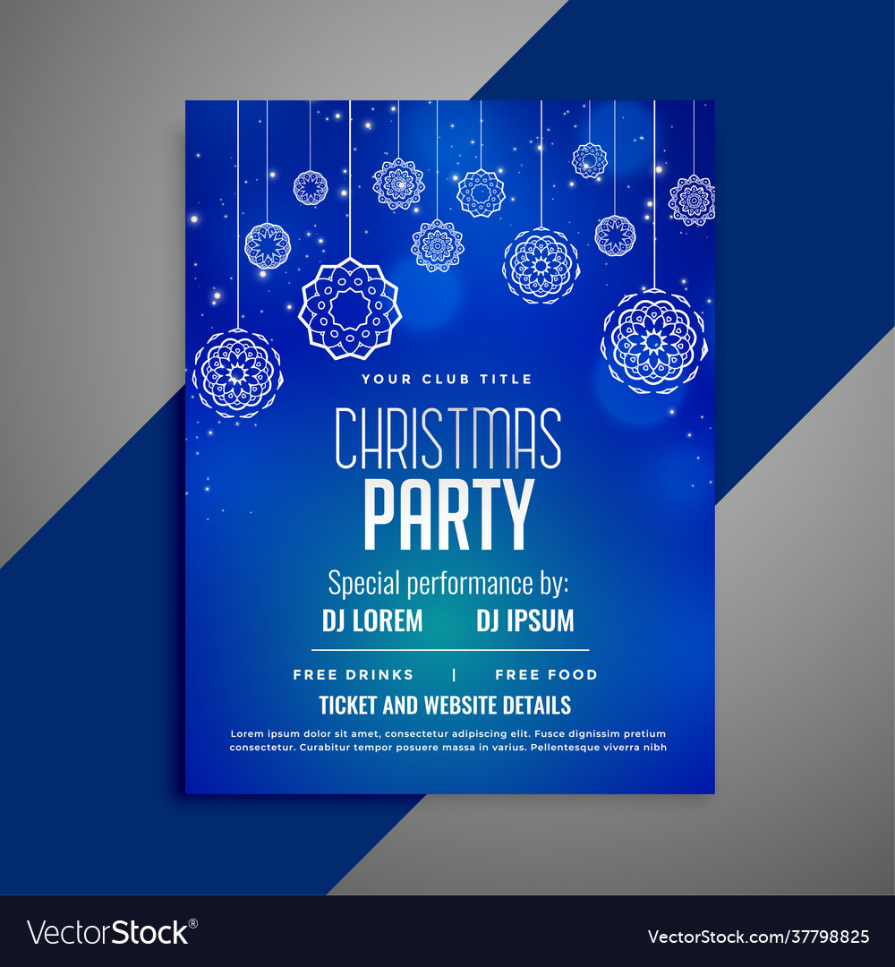 Blue christmas flyer template in decorative design