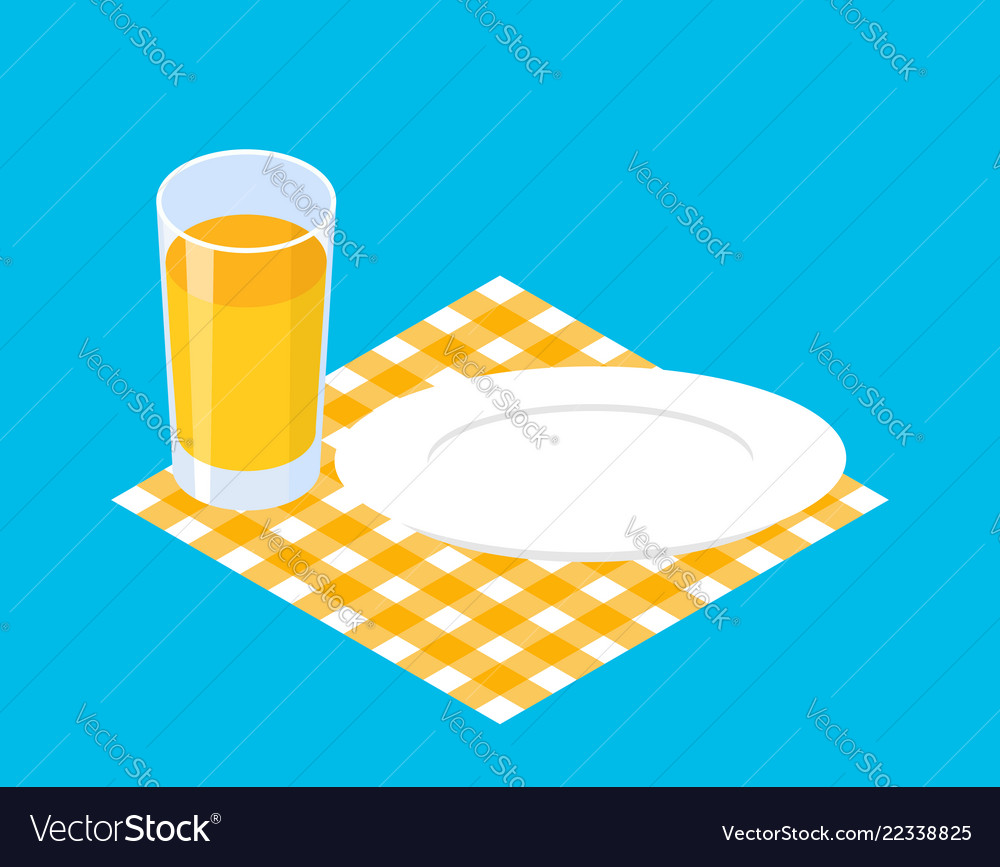 Breakfast template glass juice and empty plate