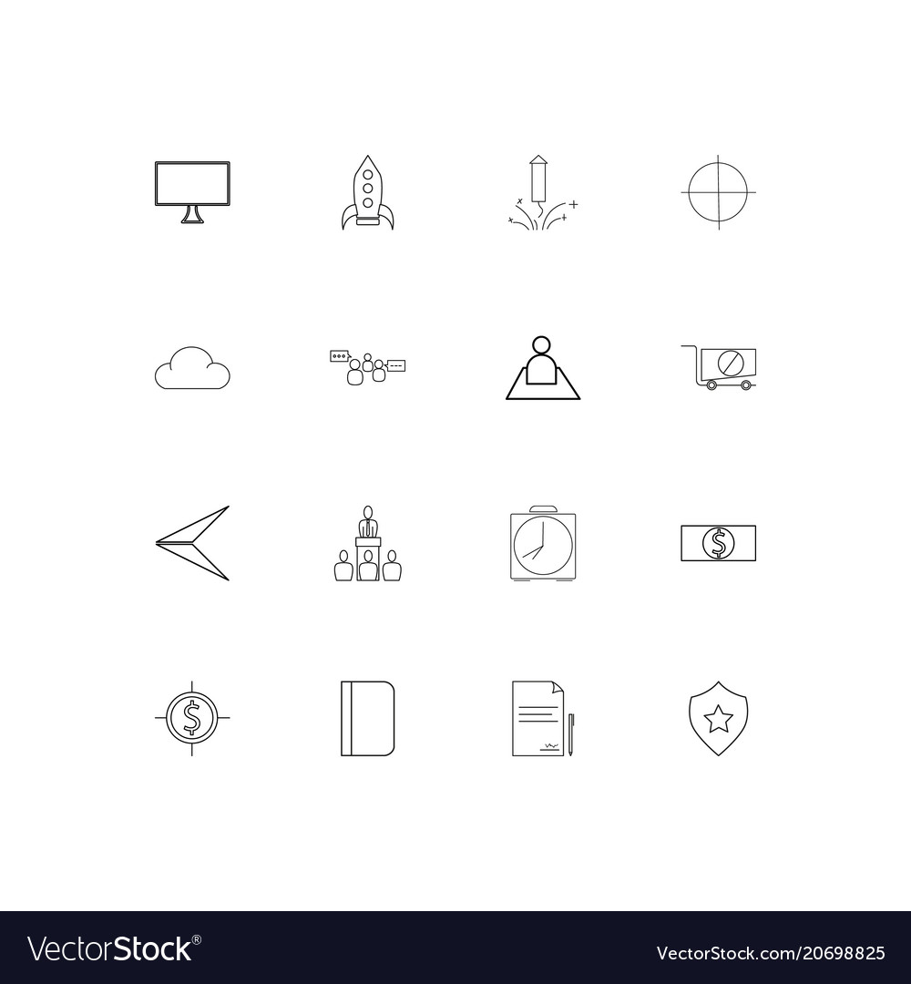 Business simple linear icons set outlined