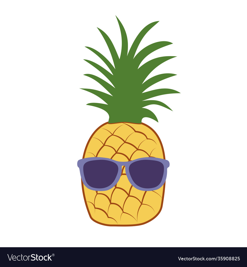 Cartoon pineapple fruit wearing purple sunglasses Vector Image