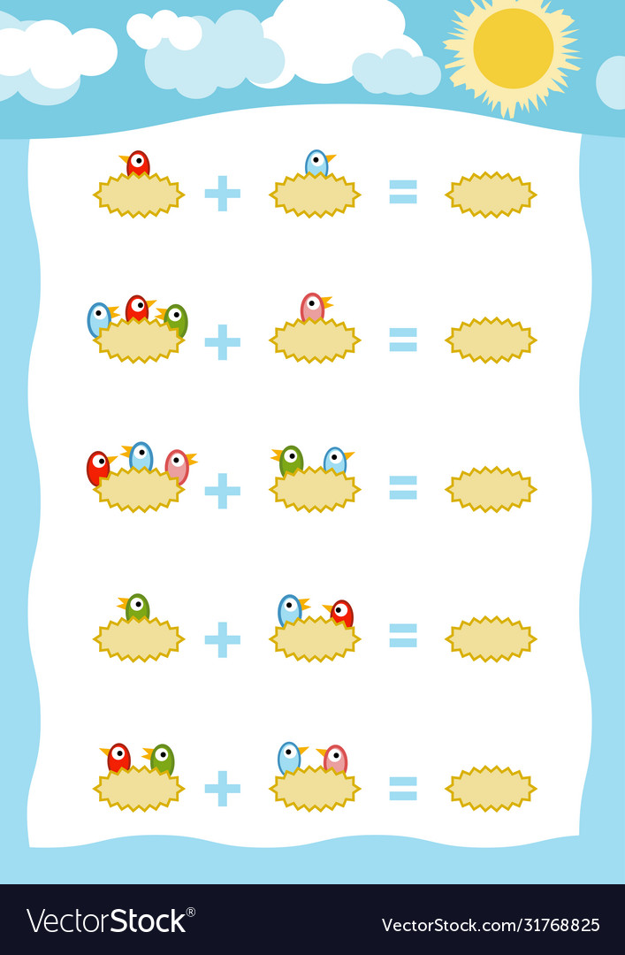 counting game for children addition worksheets vector image
