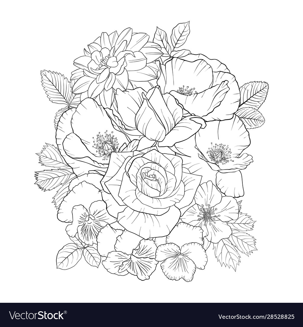 Drawing Flowers Royalty Free Vector Image - Vectorstock