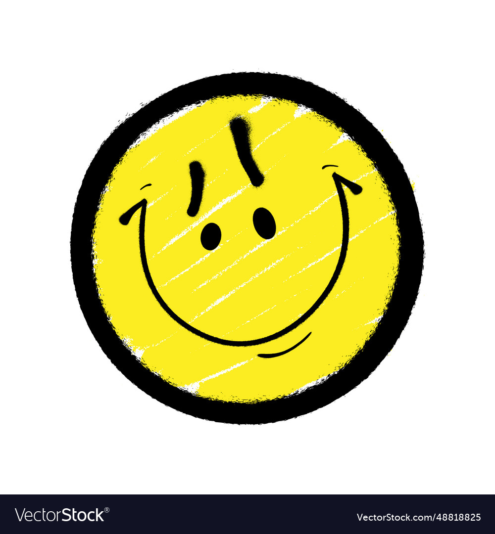 Graffiti emoticon smiling face painted spray Vector Image