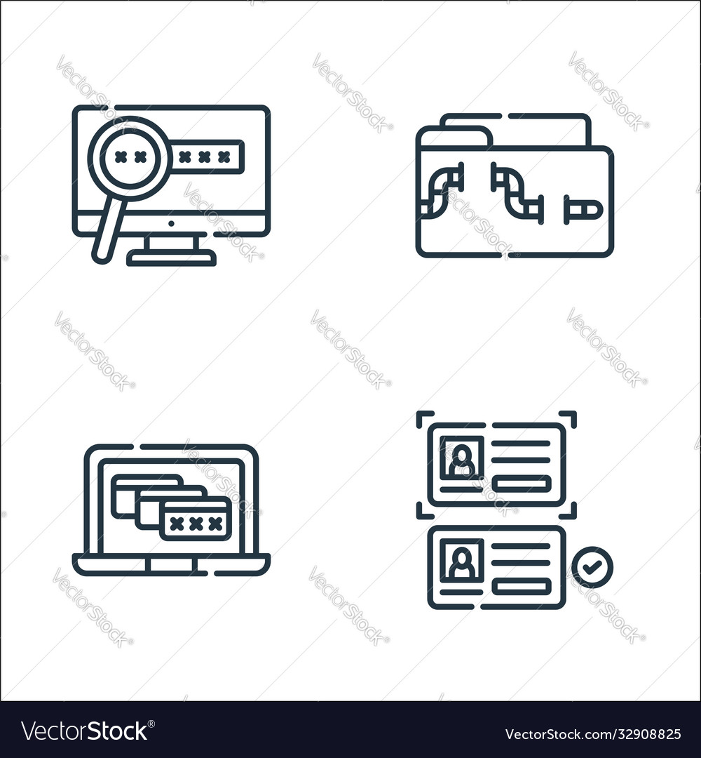 Hacker Linie Icons lineare Set Qualität Vector Image Hacker Linie Icons lineare Set Qualität