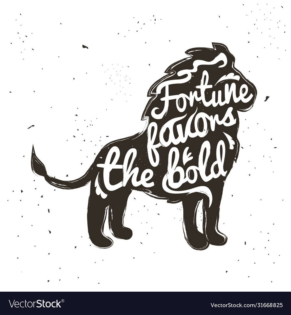 Hand drawn typography poster with lion