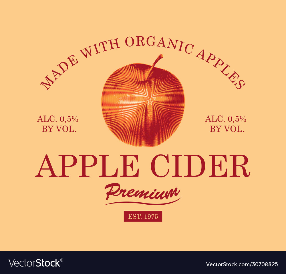 Label for apple cider with apple in retro style Vector Image