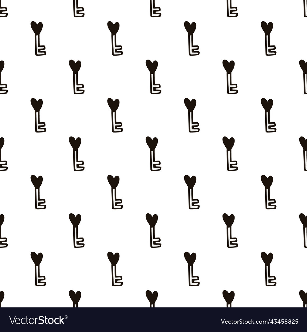Seamless pattern with a heart-shaped key
