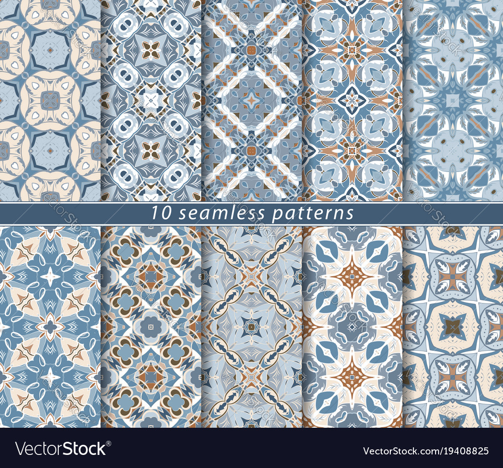 Set of ten seamless abstract patterns