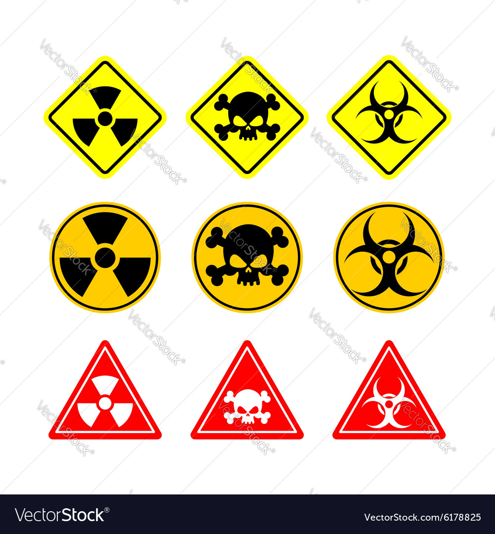 Set sign Biohazard toxicity dangerous Yellow signs