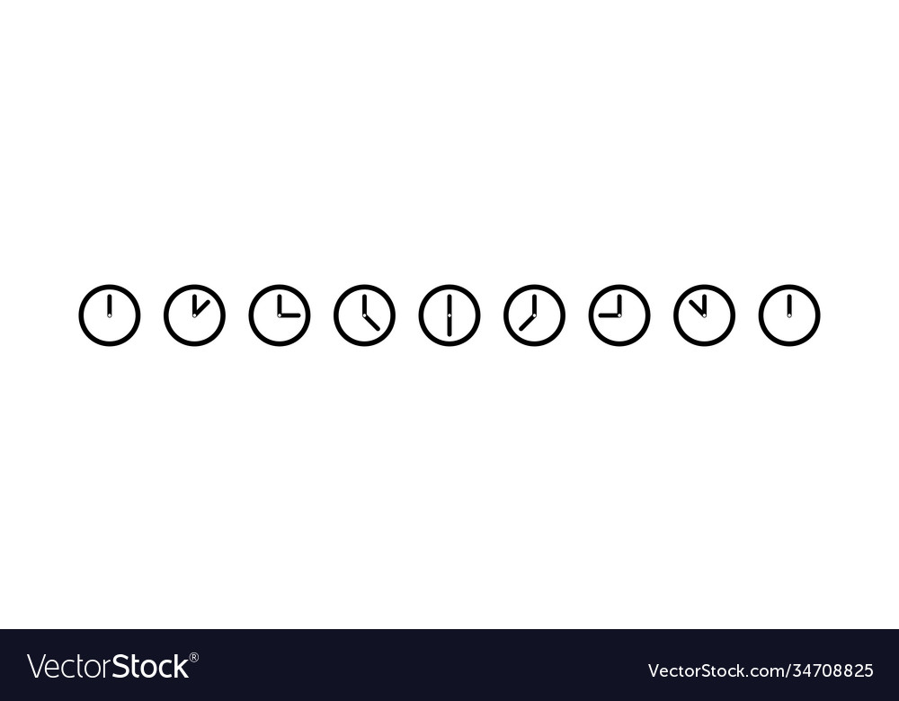 Time with clock collection icons vector image Time with clock collection icons