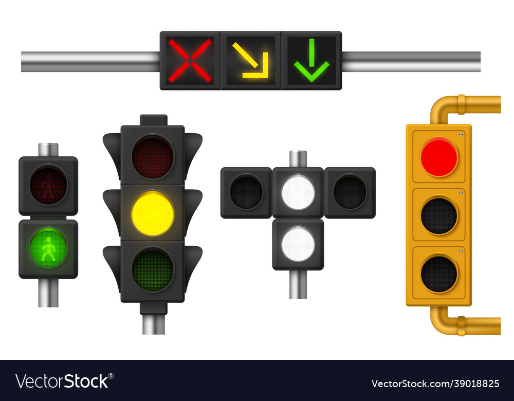 Traffic lights set urban and city street Vector Image