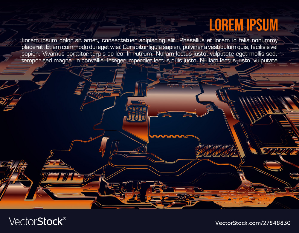 Abstract background with circuit board in orange