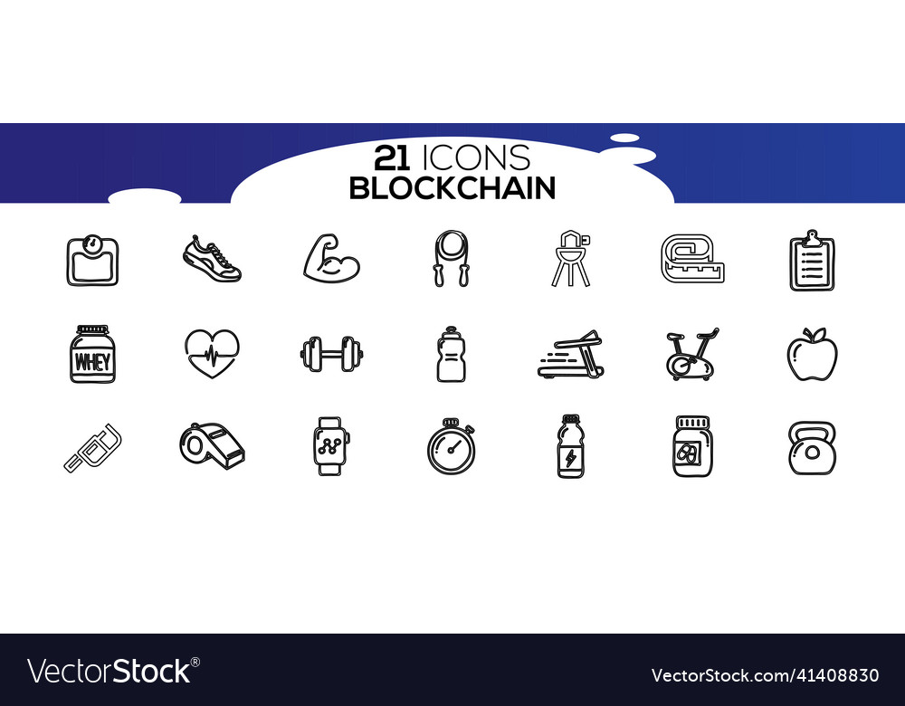 Blockchain web icon set information