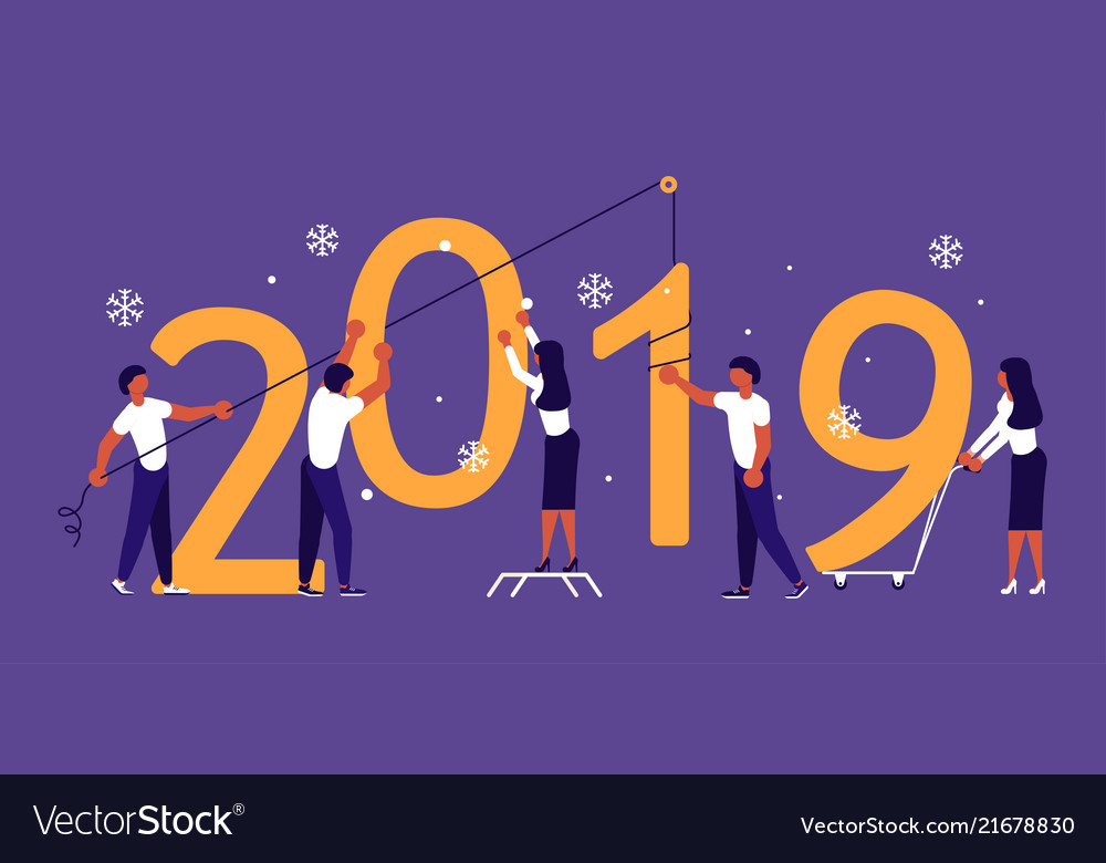 Building a numbers 2019 vector image Building a numbers 2019