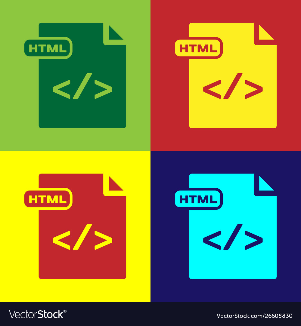 Color html file document download button vector image Color html file document download button