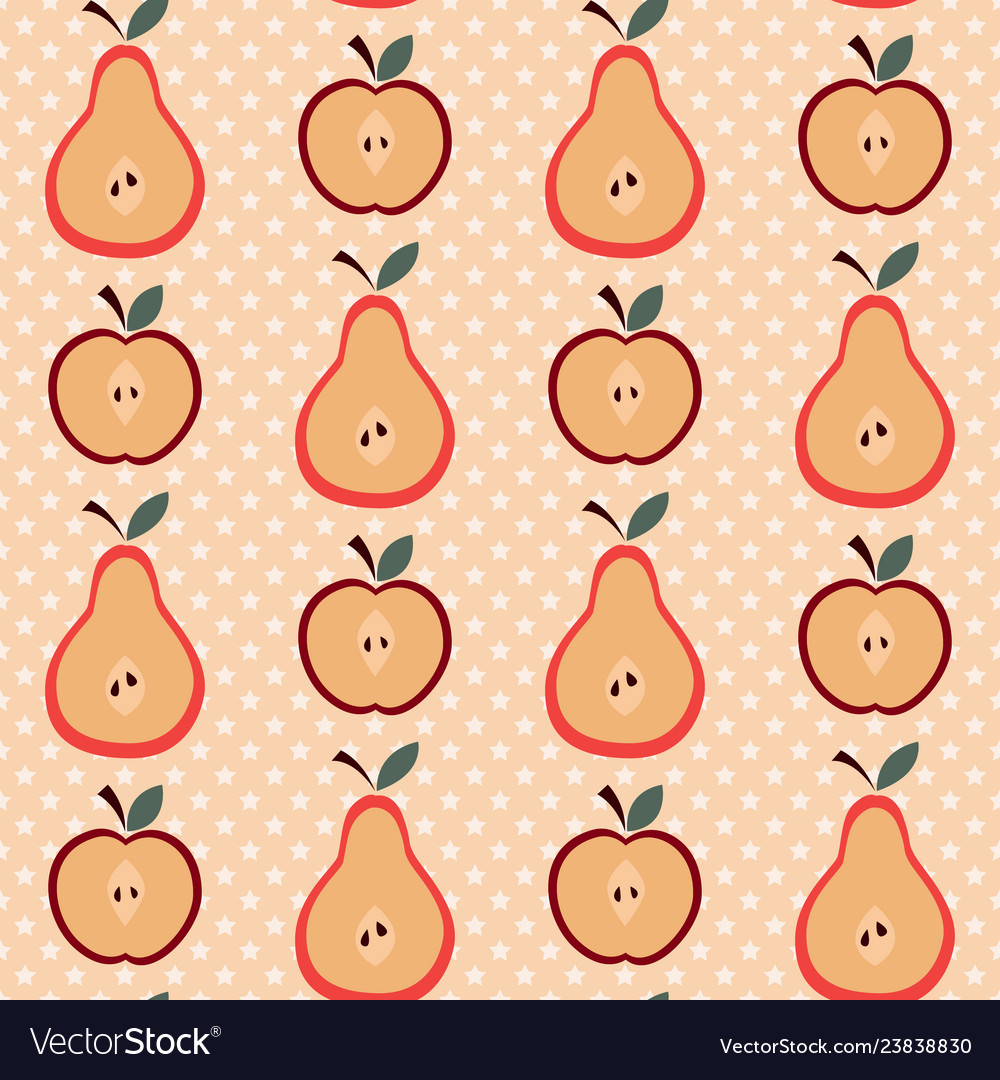 Cute apple and pear pattern vector image Cute apple and pear pattern