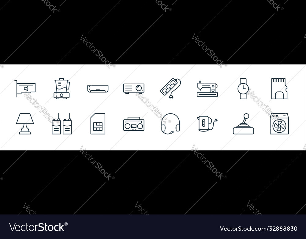 Electronic devices line icons linear set quality vector image Electronic devices line icons linear set quality