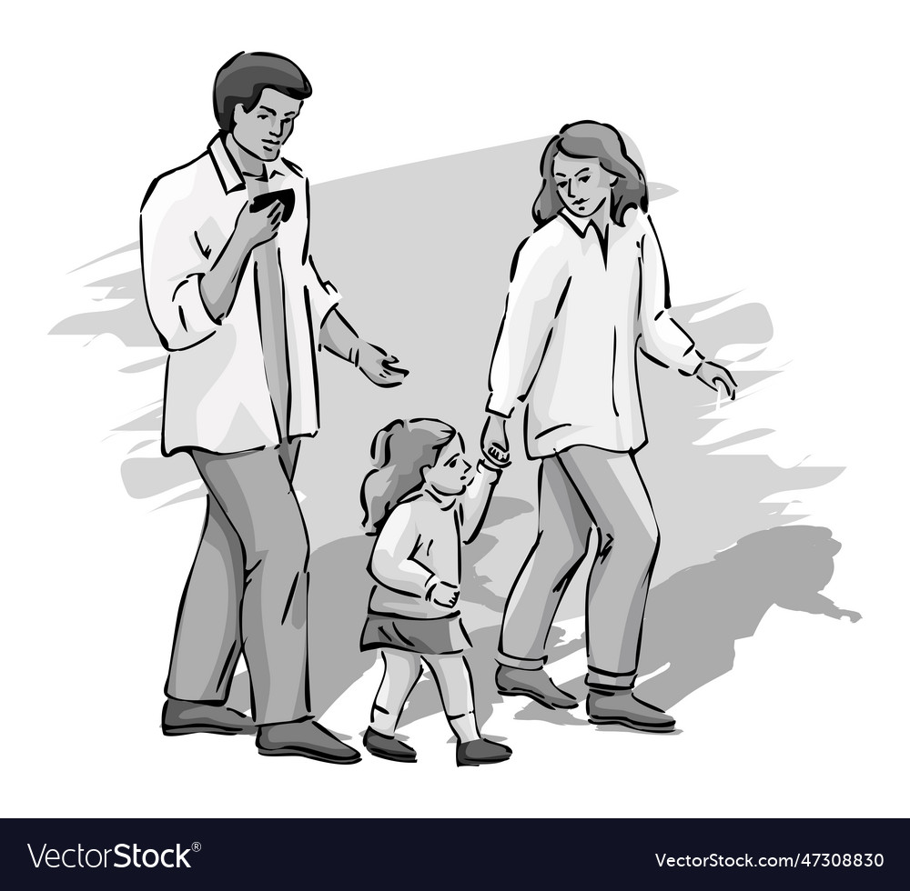Family sketch Royalty Free Vector Image - VectorStock