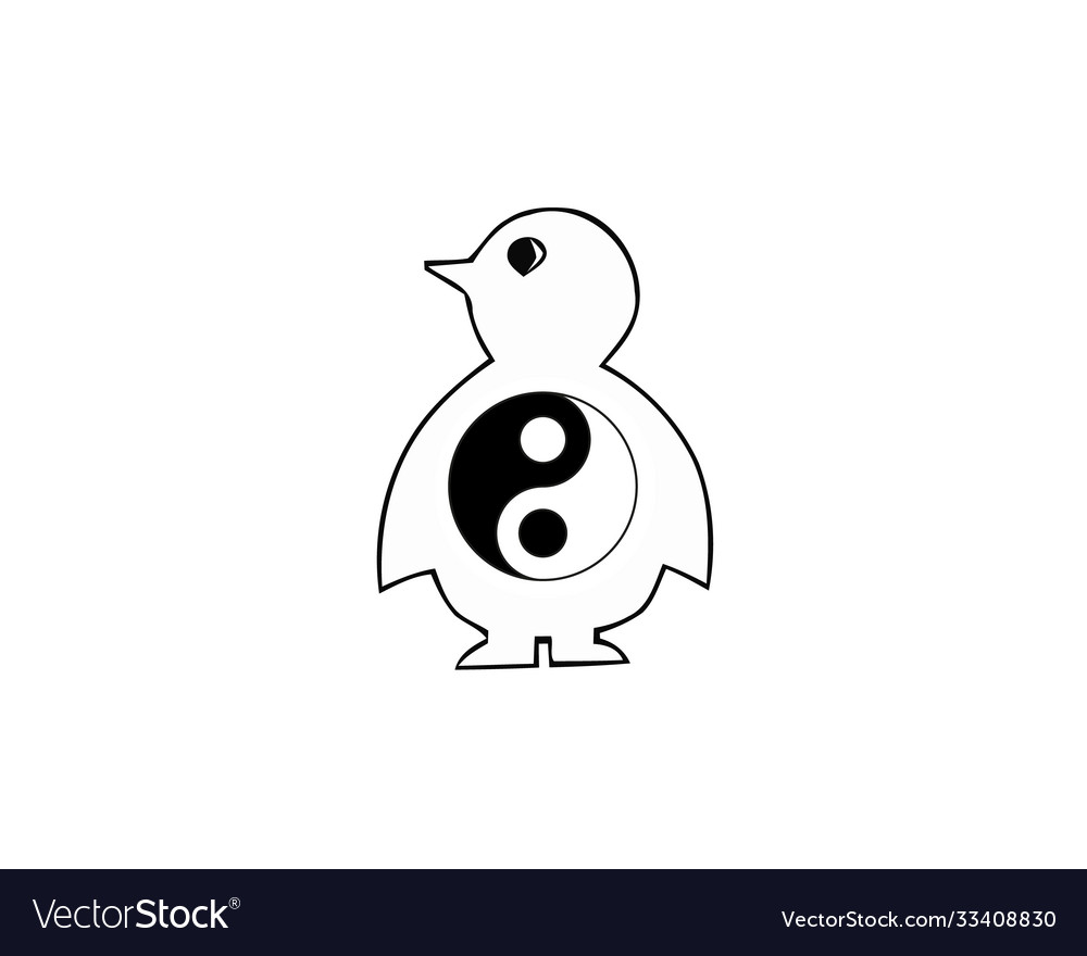 Flat icon penguin element with yang ying symbol Vector Image Flat icon penguin element with yang ying symbol