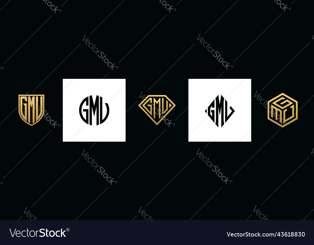 Initial letters gmv logo designs bundle