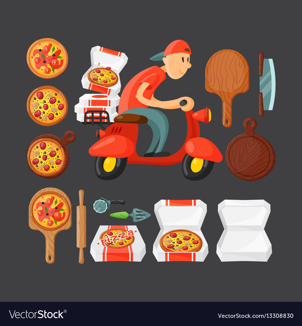 Italian cook pizza delivery boy