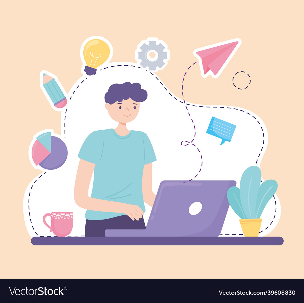 Man working new idea Royalty Free Vector Image