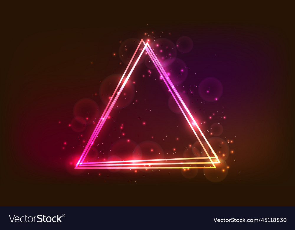 Neon triangular frame with shining effects vector image Neon triangular frame with shining effects
