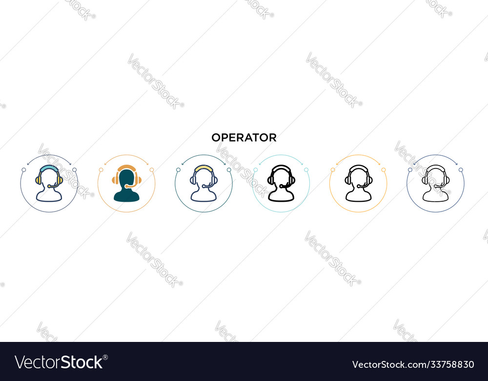 Operator icon in filled thin line outline