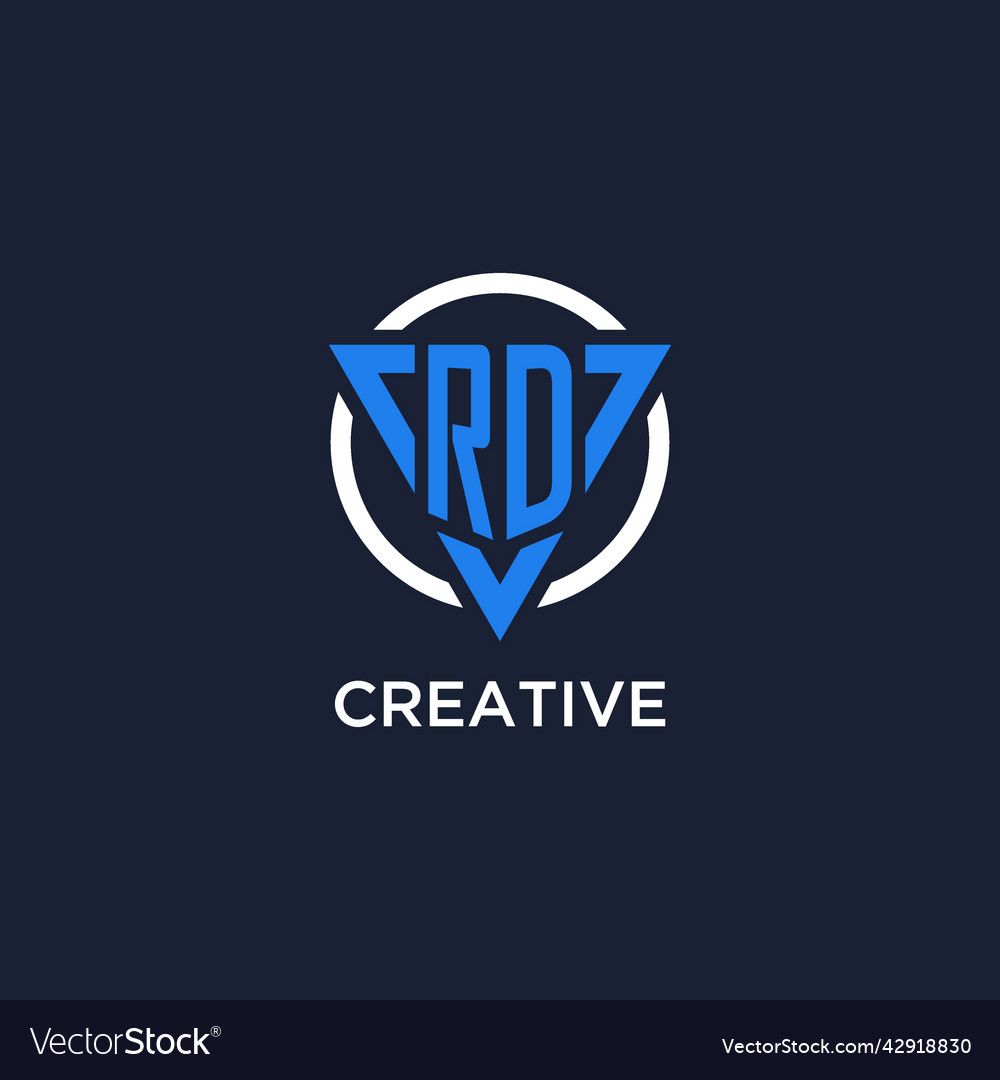 Rd monogram logo with triangle shape and circle