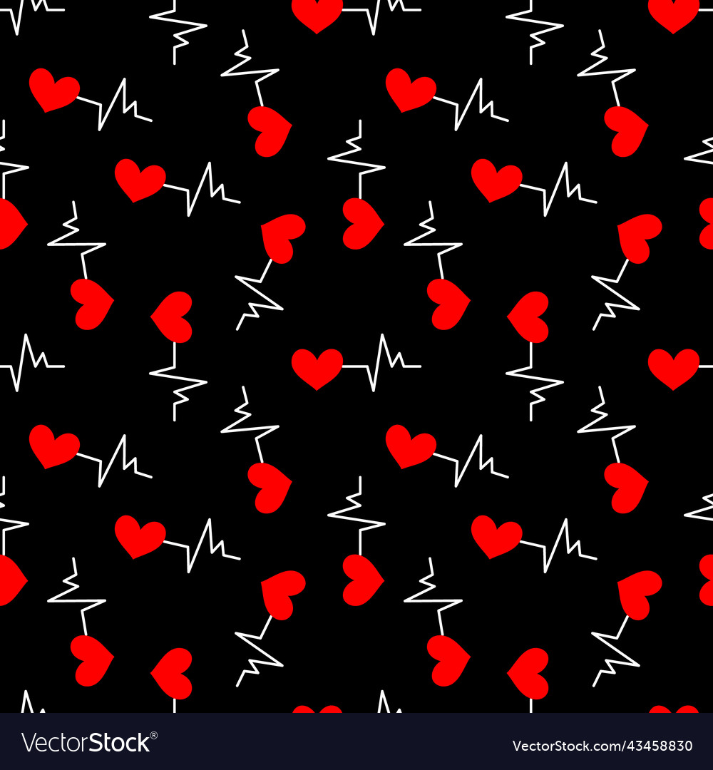 Seamless pattern with heartbeat symbol