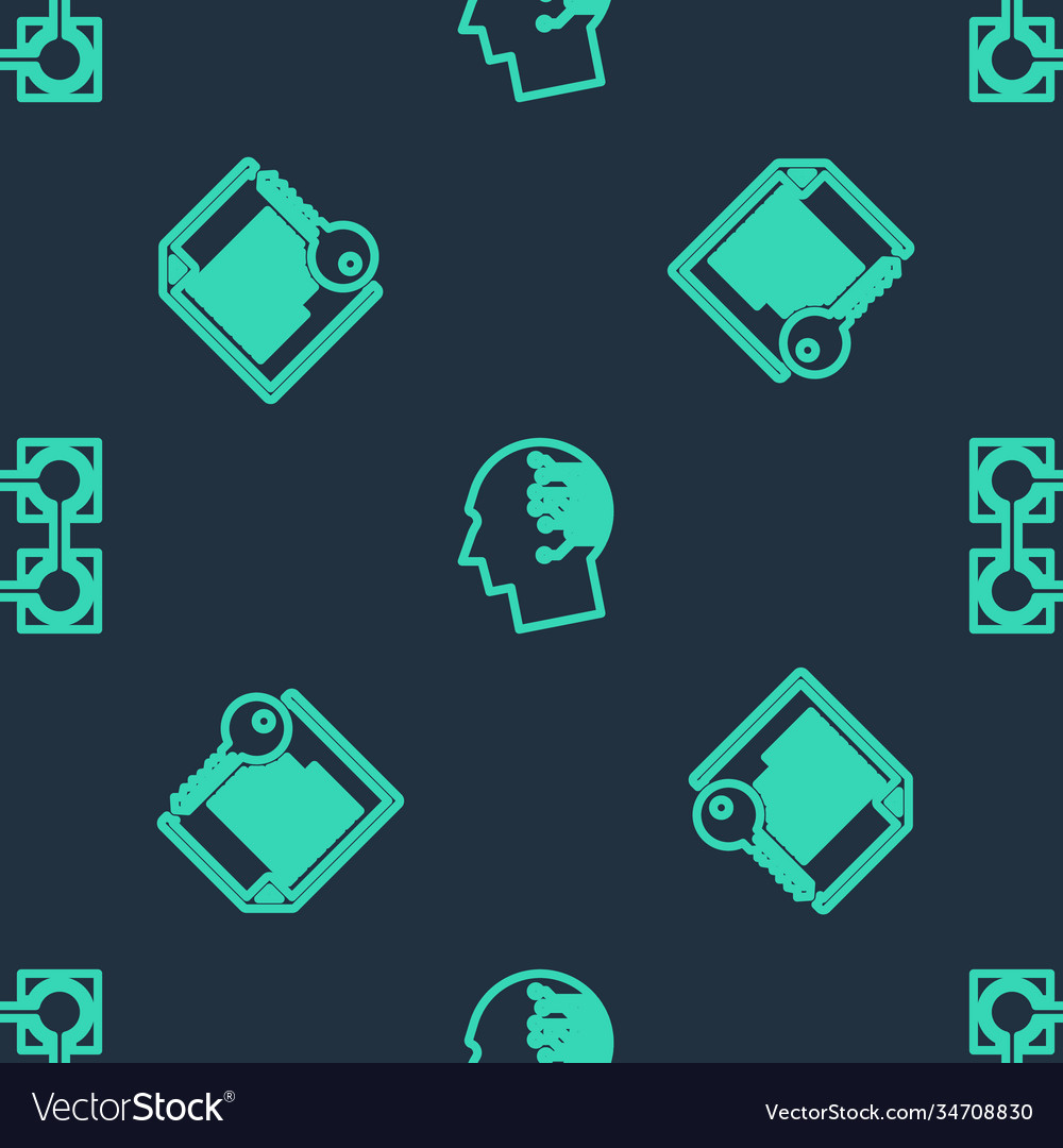 Set line brain as digital circuit board smart vector image Set line brain as digital circuit board smart