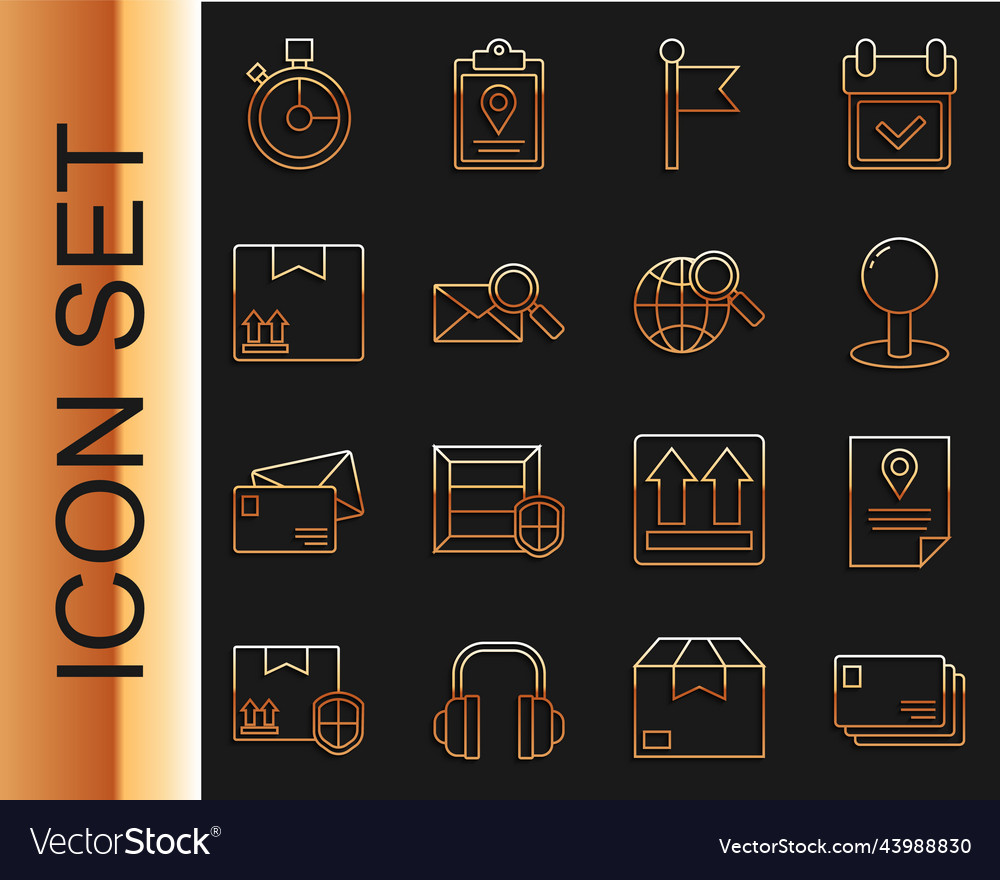 Set line envelope document tracking marker system vector image Set line envelope document tracking marker system