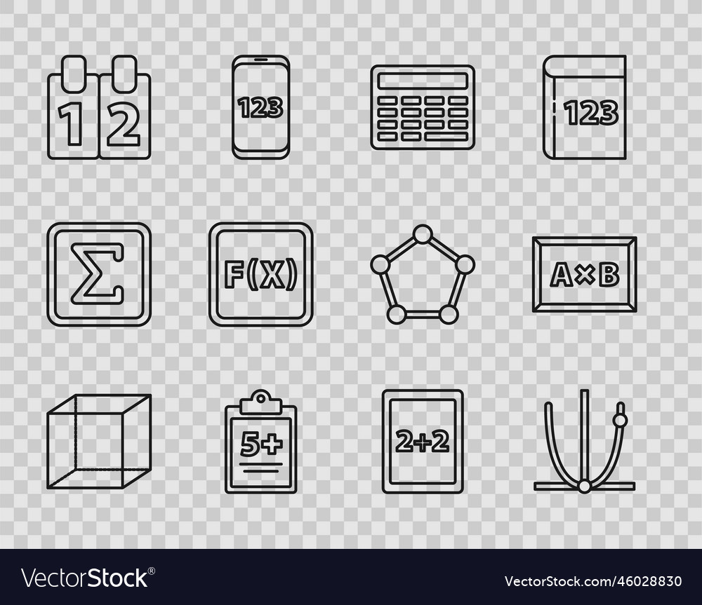 Set line function mathematical symbol ringing vector image Set line function mathematical symbol ringing