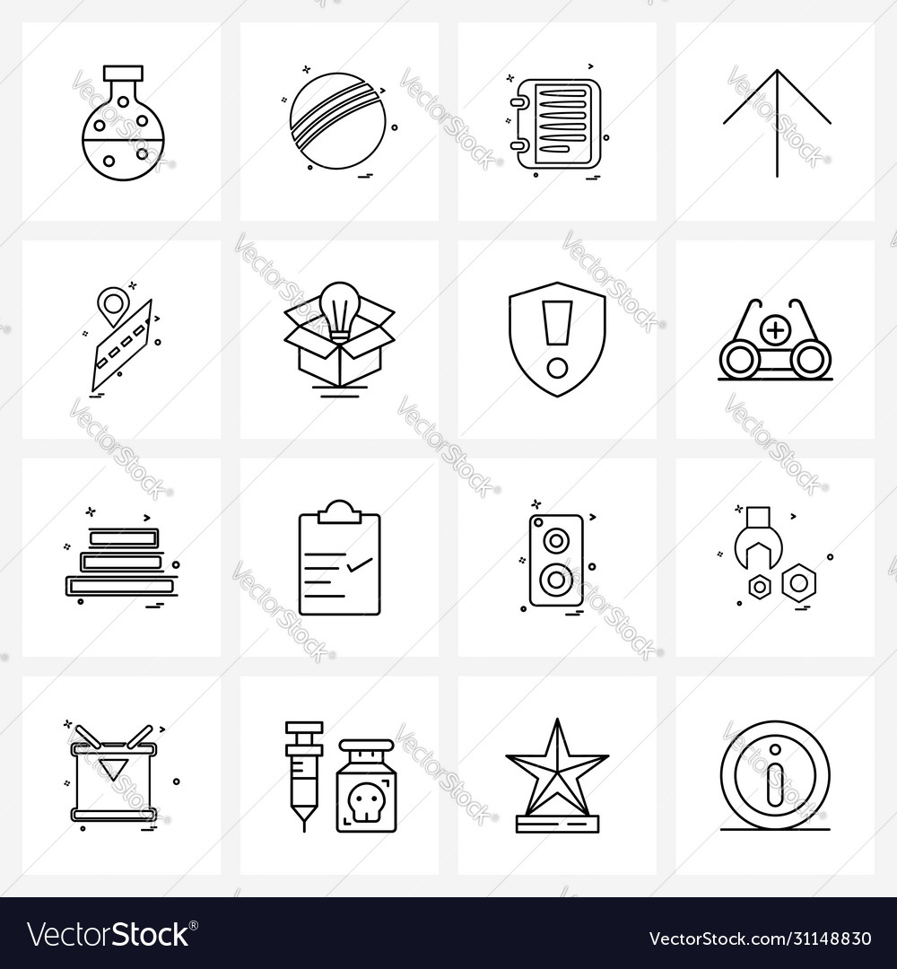 Simple set 16 line icons such as route