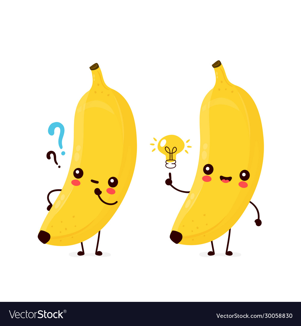 Smiling Banana with Question Mark & Lightbulb