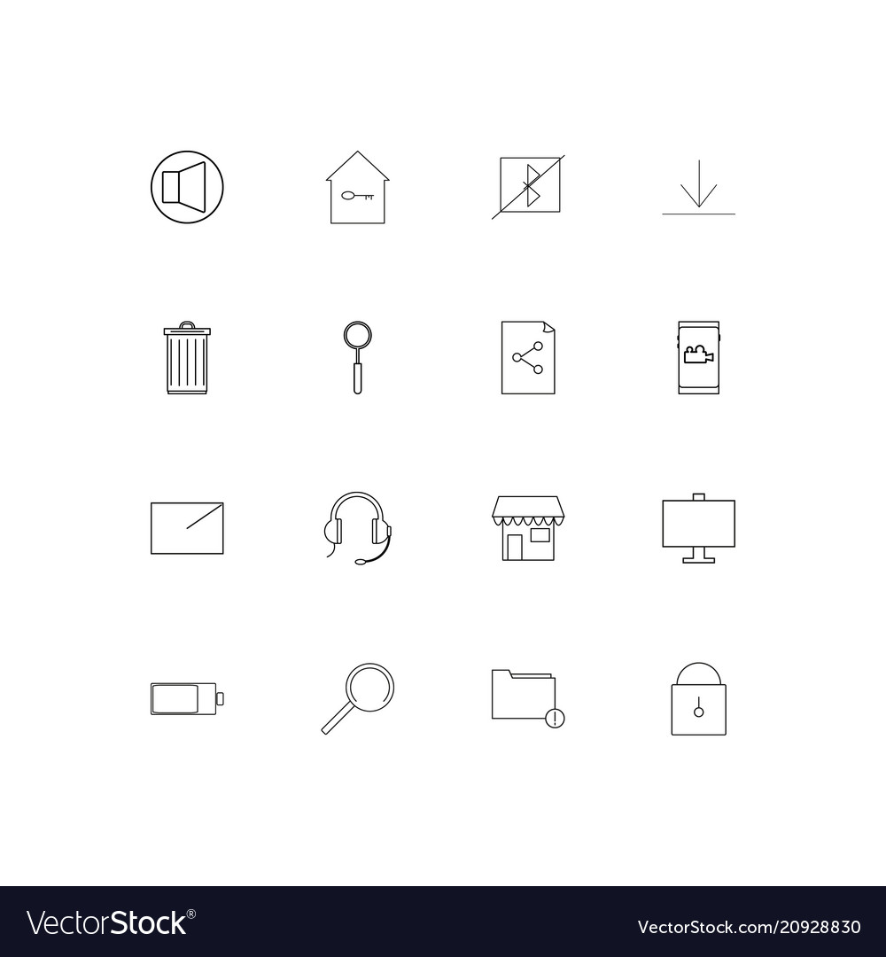 User interface linear thin icons set outlined