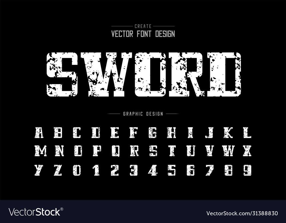 Vintage font and bold alphabet texture script