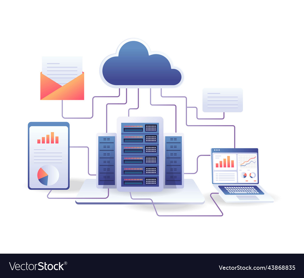 Analyst data server computer network vector image Analyst data server computer network